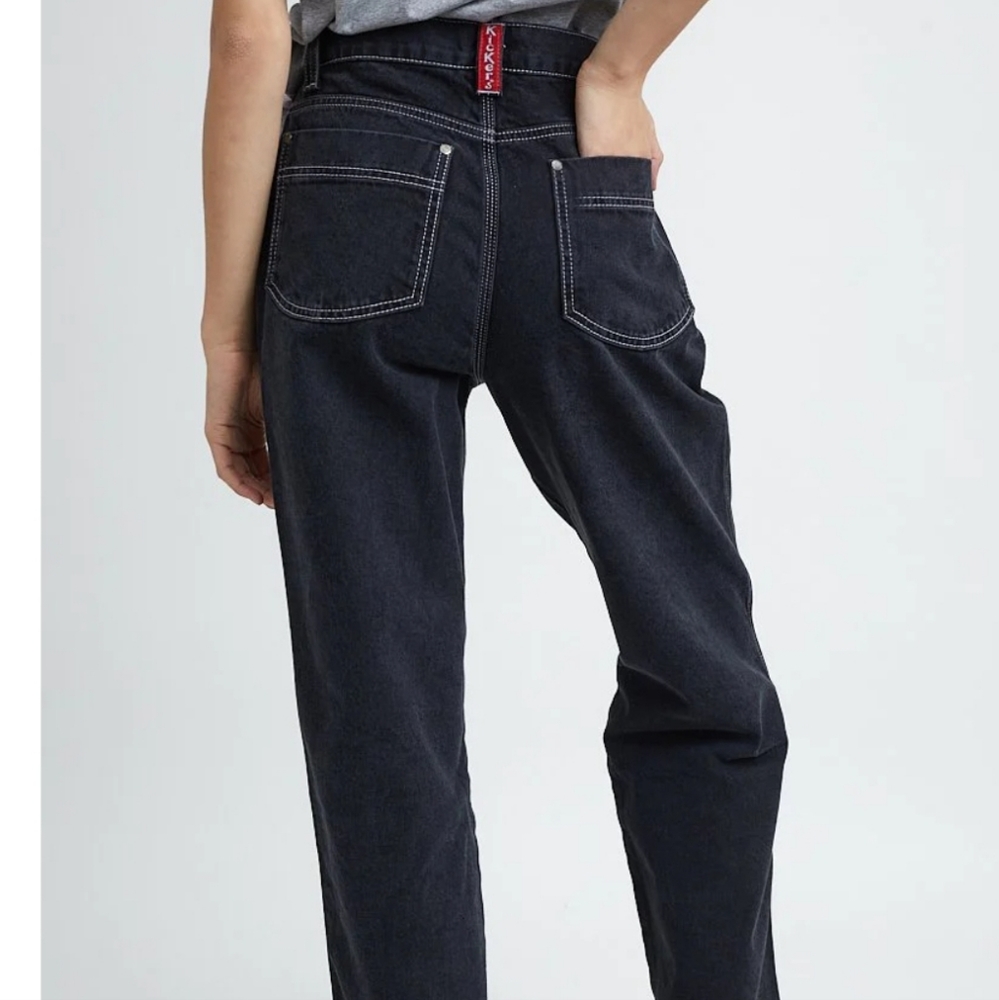 Kickers Classics 26 black denim jeans straight leg contrast stiching